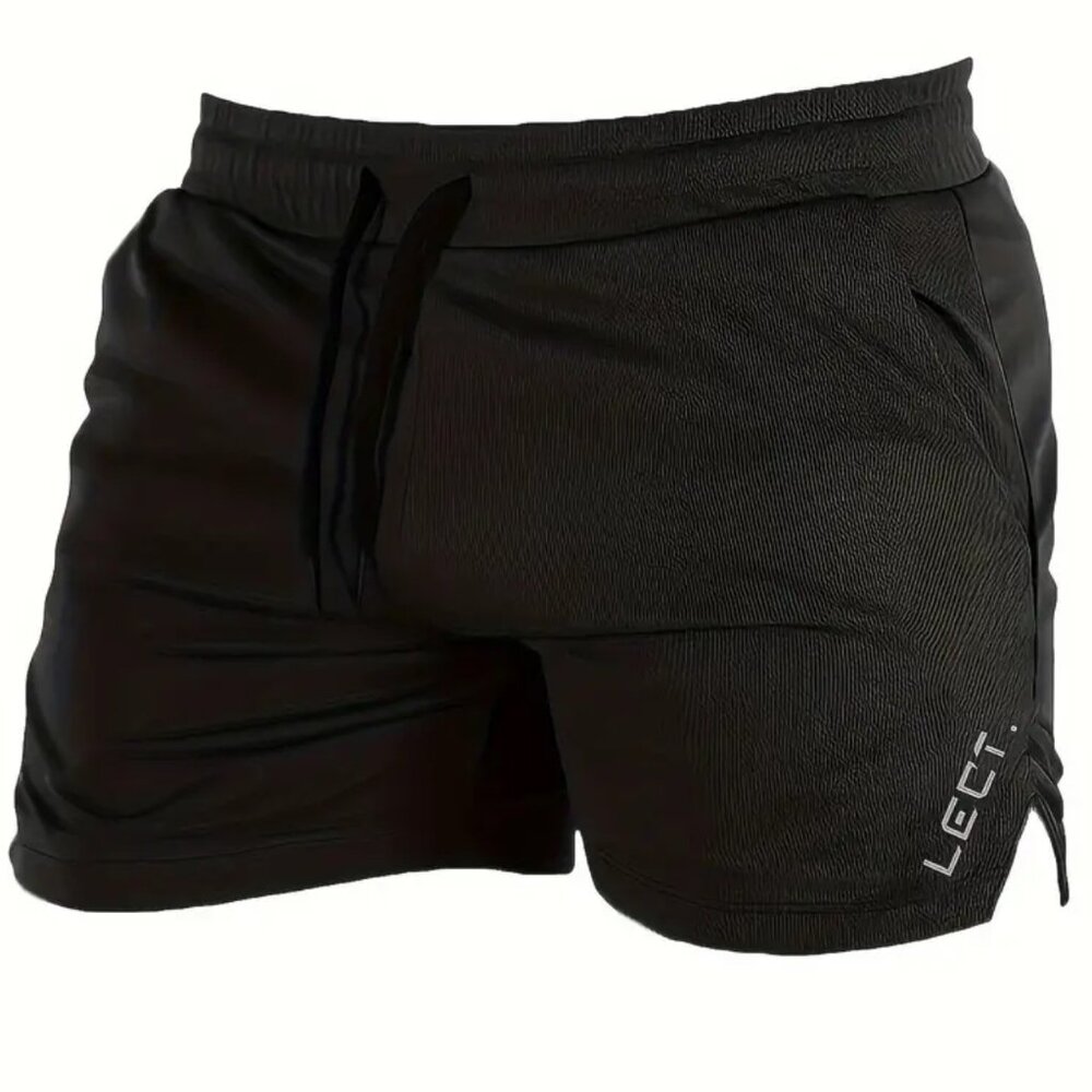 LECT. Men's Drawstring Athletic Running Shorts Black Large Breathable Sports - Picture 4 of 7